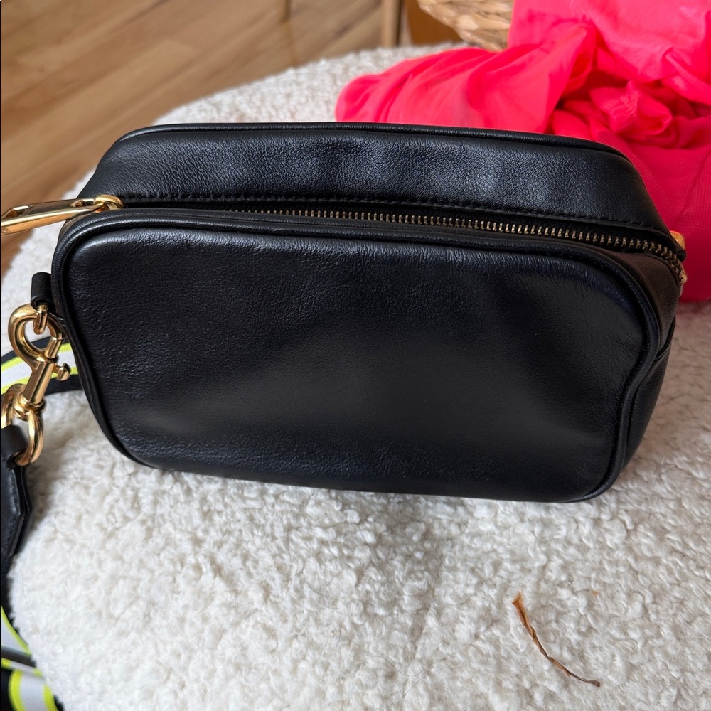 Marc Jacobs Black Leather Camera Bag with Neon Yellow Accent Strap - Picture 4 of 4
